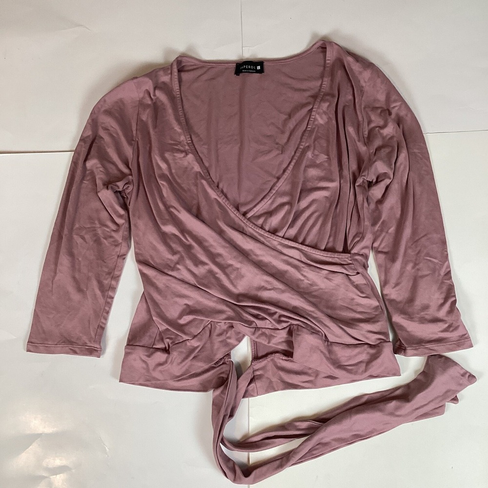 Paperoc Womens Blouse Shirt Top Sz L Large Long Sleeve Casual Solid Comfort